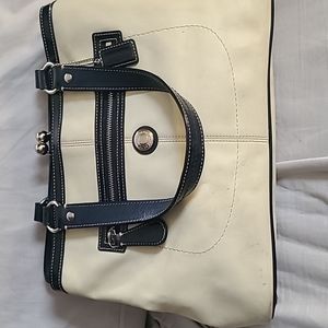 Large coach bag. Cream and navy.